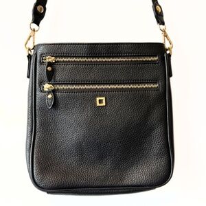Lodis Pebbled Black Leather Crossbody Bag